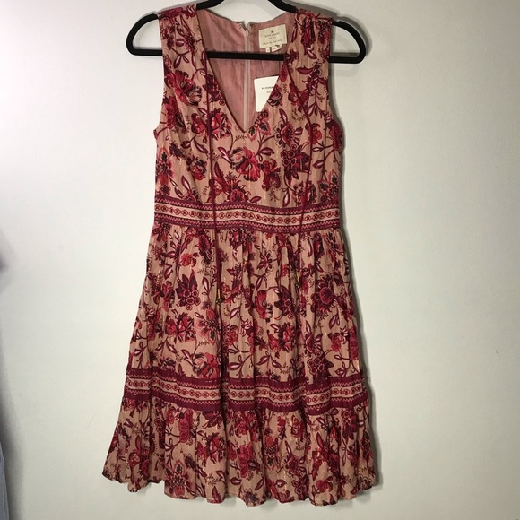 Kate Spade New York Sleeveless Paisley Blossom Dress Conch Shell Womens Sz 6 - Picture 3 of 12